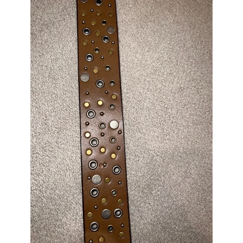 Brown STUDDED LEATHER BELT - EUC
